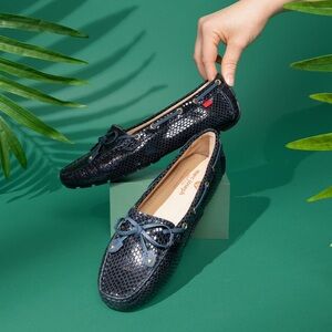 Marc Joseph Snakeskin Embossed Cypress Hill Navy Loafers